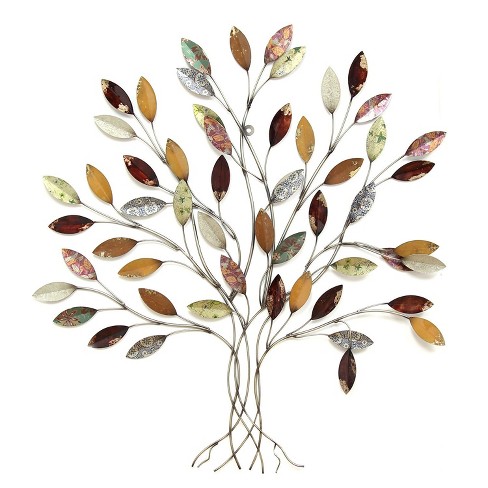 Stratton Home Decor Transitional Lightweight Hand Painted Metal Wire Tree Wall Art Piece With Leaves Branches And Attached Keyhole Red Multicolored Target - Wire Wall Art Home Decor