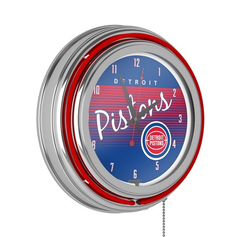 Detroit Pistons Hardwood Classics Retro Neon Wall Clock : Target