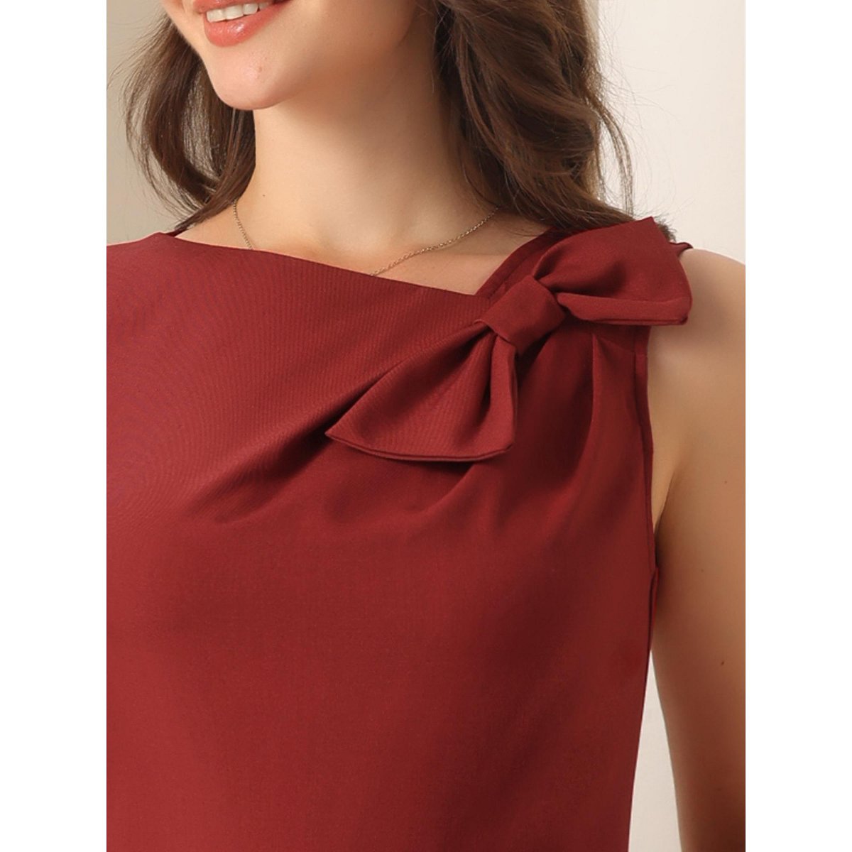Женские платья INSPIRE CHIC Women's Elegant Flared Sleeveless Midi Evening Cocktail Dresses Small Wine Red — фото 5