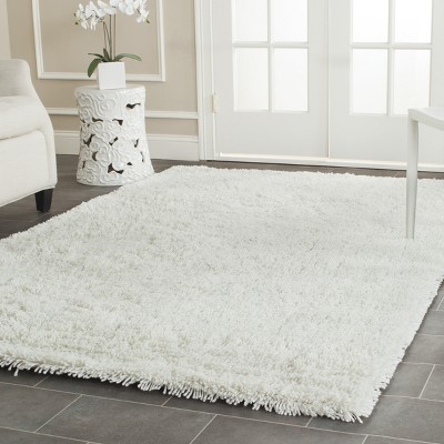 White Hand-Tufted Wool Shag Area Rug 9'6" x 13'6"