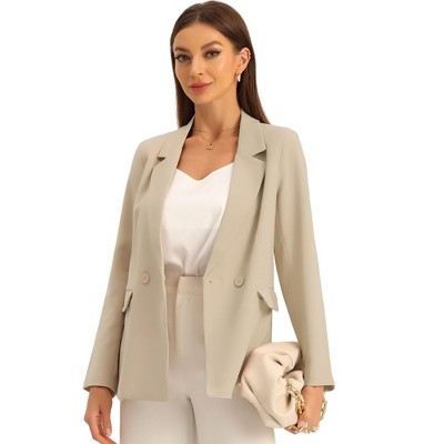 Allegra K Women's Work Office Casual Double Breasted Blazer with Pocket