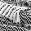 Americanflat 50x60 Throw Blanket - Soft and Breathable Cotton Throw Blanket for Couch, Bed, Chair - Black and White Herringbone Blanket - 2 of 4