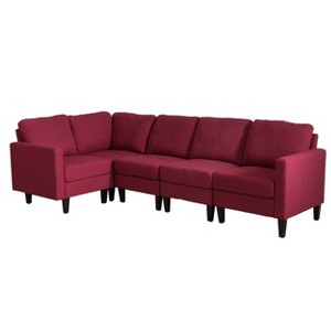5pc Zahra Sectional Couch Deep Red - Christopher Knight Home