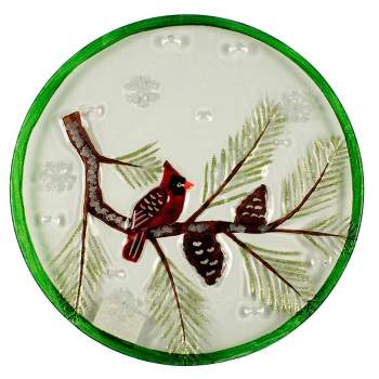 12.0 Inch Winter Cardinal Platter Red Bird Snowflakes Pine Cones Serving Platters