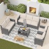 Garvee 7 Pieces Patio Furniture Sets All Weather Outdoor Sectional Patio Sofa, Wicker Rattan Patio Seating Sofas with Cushion and Glass Table, Gray - 3 of 4