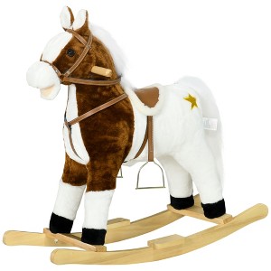 Rocking Horse with Sound, Ride on Horse with Saddle, Toddler Rocker, Gift for 3-8 Year Old - 1 of 4