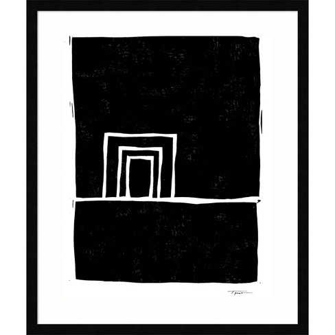 Square Canvas Painting Art Japandi Wall Decor for Living Room with Frame White & Black