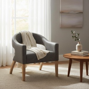 Homy Casa Modern Accent Chair with Curved Back, PU Leather Upholstery & Wood Legs - 1 of 4