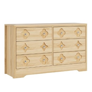 Rattan Dresser for Bedroom with 6 Drawers, 47'' Wide Chest of Large Drawers with Large Clothes Storage, 6 Drawer Dresser, Brwon - 1 of 1