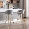 TiramisuBest Set of 2 28" Linen Woven Swivel Bar Stools, Upholstered Counter Chairs with Back, Armrest & Footrest, Black Legs (Grey) - 2 of 4