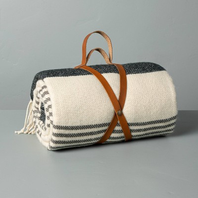 Striped Stadium Throw Blanket Black/White - Hearth & Hand™ with Magnolia