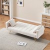 NicBex Modern Teddy Fleece Loveseat Sofa with Pillows & Adjustable Backrest,Solid Wood 2-Seater Sofa for Living Room,Bedroom - 3 of 4