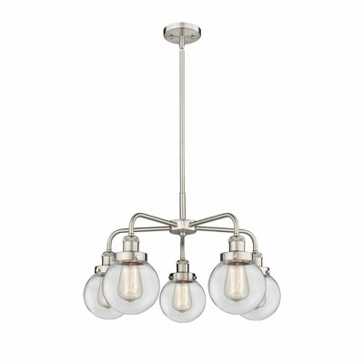 Beacon - 5 Light Stem Hung Chandelier In Art Deco Style-15.13 Inches Tall and 24 Inches Wide