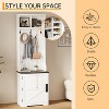 3-in-1 Rustic Farmhouse Entryway Organizer with Bench - 6 Hooks, Storage Cabinet, Anti-Tip Design, Easy Assembly for Small Spaces - 3 of 4