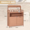 NicBex Outdoor Potting Bench Table with Storage Cabinet Planting Work Bench Table with 3-Tier Shelves and Hooks for Patio,Garden,Backyard,Natural - 3 of 4