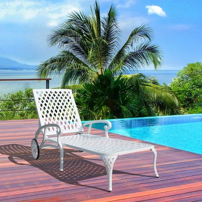 Vintage 5-Level All-weather Cross Weave Chaise Lounge Chairs,1pcs Patio Reclining Chair With Adjustable Foot Pads -Maison Boucle