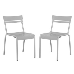Emma and Oliver Armless Powder Coated Steel Stacking Dining Chair with 2 Slat Back for Indoor-Outdoor Use - 1 of 4