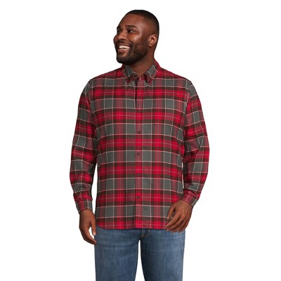 Lands' End Men's Traditional Fit Rugged Flannel Shirt - Medium - Allspice/orange  Plaid : Target