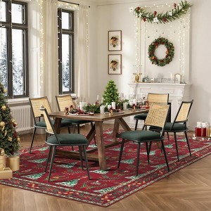 Christmas Area Rug, Xmas Tree Print Foldable Carpet with Non Slip Backing, Low Pile Stain Resistant Floor Carpet for Living Room, Bedroom - 1 of 4
