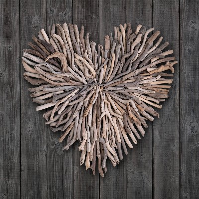 Heart Shaped Driftwood Wall Decor Sculpture, 15.5" x 15.5"