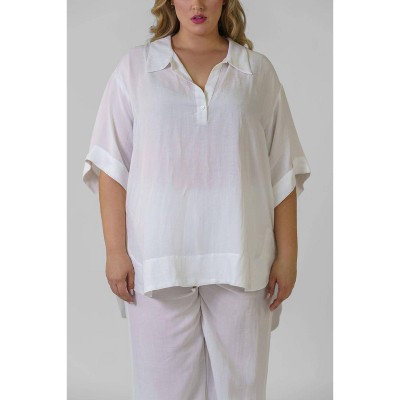 Women's Linen Viscose Blouse - Plus - mat fashion