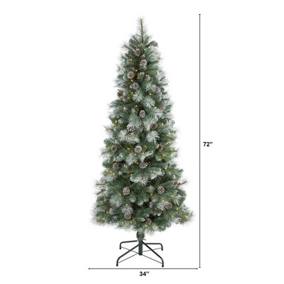 6-Foot Frosted Tip Pine Artificial Christmas Tree with Lights