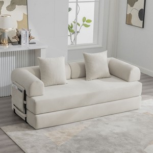 KTMBDW Sleeper Sofa Bed, Corduroy Folding Mattress Couch with Fixed-Shape Frame, Floor Sofa Lounge Couch for Living Room Bedroom - 1 of 4