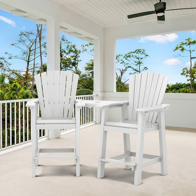Hyleory Tall Adirondack Chair Set, Outdoor HDPE Barstools with Connecting Tray and Footboard