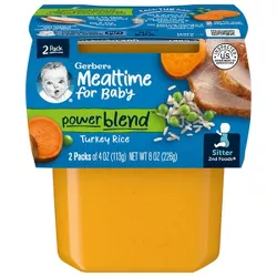 Gerber Sitter 2nd Foods Turkey & Rice Baby Meals Tubs - 2ct/4oz Each
