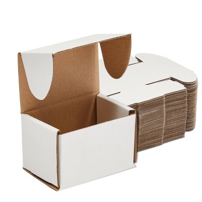 Stockroom Plus 50 Pack White Corrugated Boxes for Shipping and Packaging (3 x 2 x 2 In)