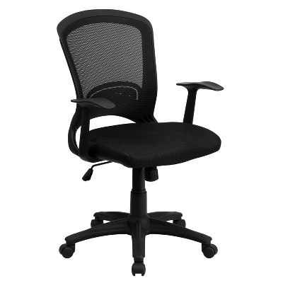 Emma and Oliver Mid-Back Designer Black Mesh Swivel Task Office Chair with Arms