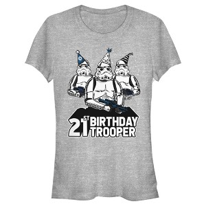 Juniors Womens Star Wars Stormtrooper Party Hats Trio 21st Birthday Trooper T-Shirt - 1 of 3