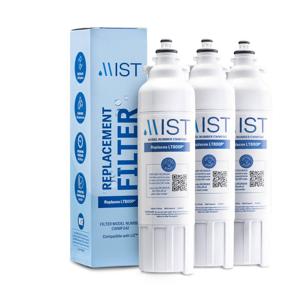 Mist LG LT800P Compatible with ADQ73613401, Kenmore 9490, 46-9490, ADQ73613402 Refrigerator Water Filter (3pk)