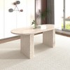 Gulches Travertine Inspired Extendable Oval Dining Table 4-8 People Wooden Strip Base Kitchen Family Living Room - 3 of 4