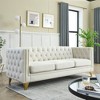 ChicFurnit Sofa Modern Velvet Button Tufted Square Arm 2 Seat / 3 Seat Sofa Comfortable and Stylish Seating Couches for Living Room, Gray/Beige/Beige - 2 of 4