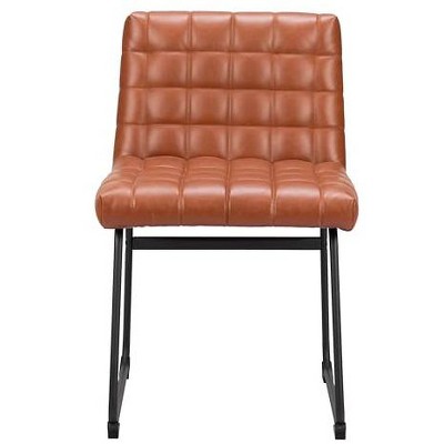 Pago Brown Faux Leather Upholstered Dining Chairs with Metal Frame