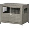 PawHut Rattan Dog Crate with Double Doors, Wicker Dog Cage with Large Entrance and Soft Cushion, Dog Kennel for Medium to Large Sized Dogs, Gray - 4 of 4