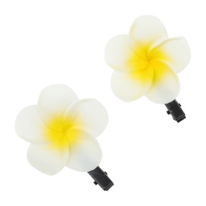 Unique Bargains Plumeria Hair Clip Yellow White 2 Pcs - 1 of 4