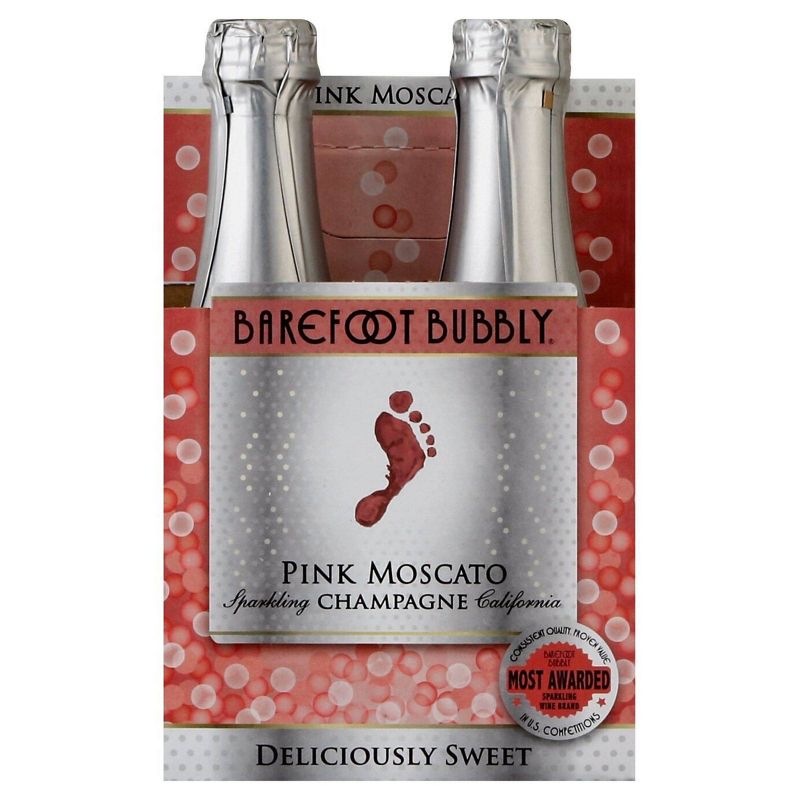 Barefoot Bubbly Pink Moscato Sparkling Wine - 4pk/187ml Bottles, 1 of 5
