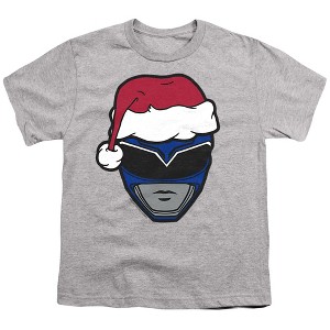 Boys' Power Rangers Santa Hat Blue Ranger T-Shirt - 1 of 4