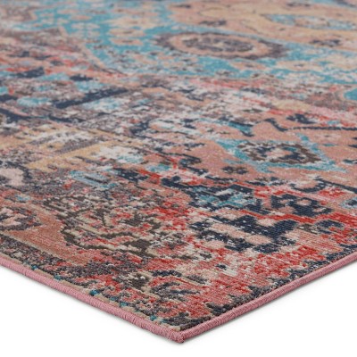 Presia 8' x 10' Red and Teal Synthetic Reversible Area Rug