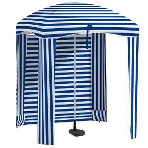 Outsunny 5.9' x 5.9' Cabana Umbrella, Outdoor Beach Umbrella with Windows, Sandbags, Carry Bag - 1 of 4