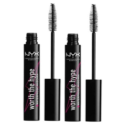 NYX PROFESSIONAL MAKEUP Worth The Hype Waterproof Mascara (BLACK) Buildable Waterproof Formula | Cruelty Free Cosmetics (Pack of 2)