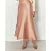 Women's 2025 Satin Midi Skirt - Elegant High Waist A-Line for Cocktail & Wedding Events Champagne - 4 of 4