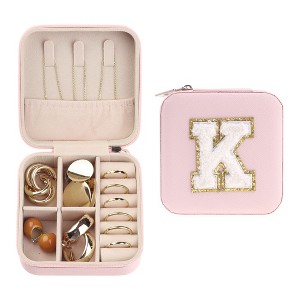 Unique Bargains Women Teen Girl Gifts Small Portable PU Leather Pink Jewelry Case Storage - 1 of 4