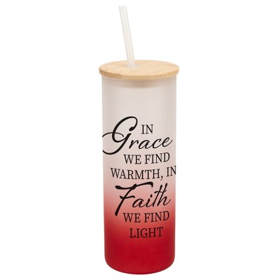 Elanze Designs In Grace Find Warmth In Faith Find Light Wrap-Around Design 25 Ounce Frosted Gradient Glass On-The-Go Coffee Travel Skinny Tumbler Mug