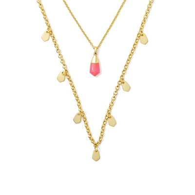 Kendra Scott 14K Gold Over Brass Lena Multi Strand Necklace - Gold/Rose Quartz