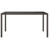 vidaXL Patio Table, 59.1"x35.4"x29.5" Tempered Glass and Poly Rattan Brown - 3 of 4