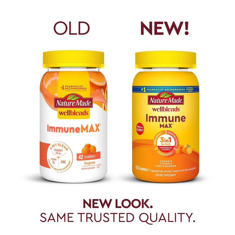 Nature Made Wellblends ImmuneMAX Gummies with Vitamin C, Zinc and Vitamin D3 - Tangerine Flavor - 42ct, 4 of 15