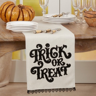 Natural Polyester Halloween Trick or Treat Table Runner